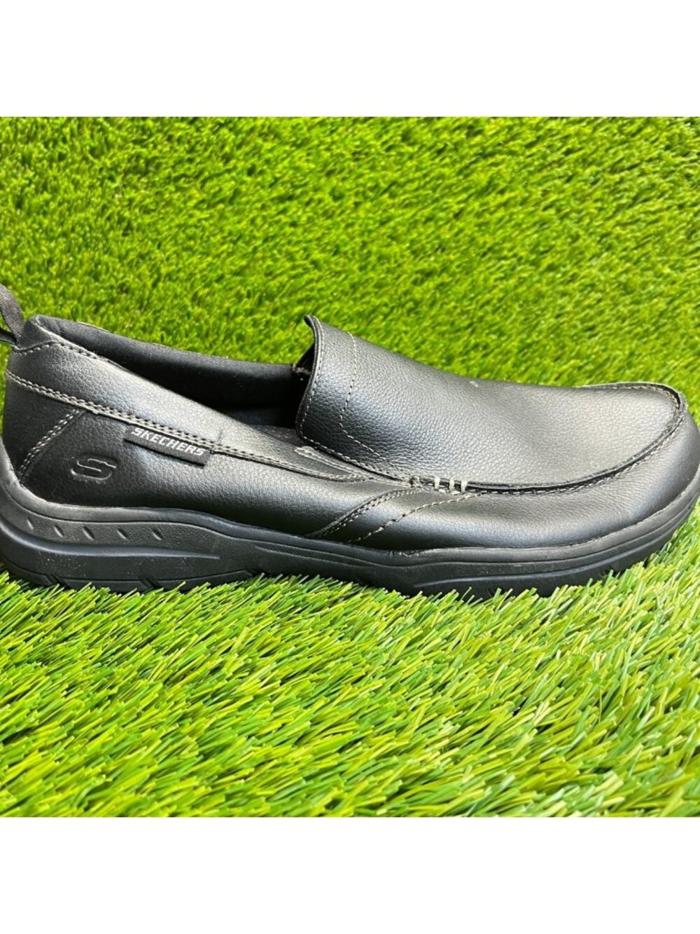 Skechers Harper Forde Mens Size 9.5 Black Classic Leather Slip-On Loafer Shoes